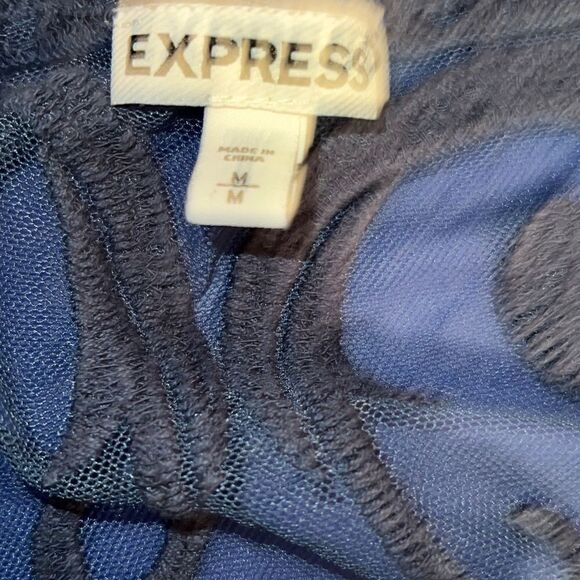 Express Women Embroidered Lace Long Sleeves Scoop Neck Top Blouse Medium - Picture 5 of 7